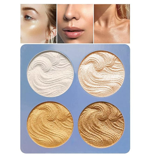Boobeen Highlighter Makeup Highlighter Palette Powder Shimmer Highlighter Makeup Facial Illuminator Bronzer Palette Waterproof Long Lasting-VivaGrace Women