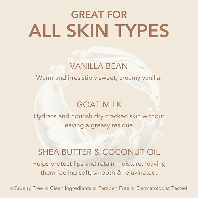 Dionis Goat Milk Skincare Vanilla Bean Holiday Lip Balm Gift Set - Beeswax, Shea Butter & Coconut Oil Lip Care Products Made in The USA - Cruelty Free Lip Moisturizer For Chapped Lips, 0.28oz 3 Pack-VivaGrace Women