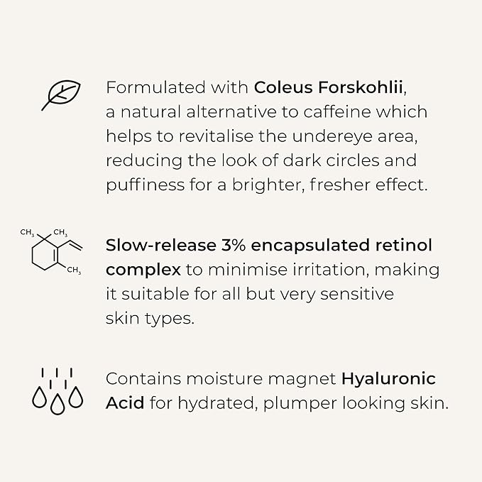 Wunderlift Night Retinol Eye Cream, 3% Encapsulated Retinol, Hyaluronic Acid and Coleus Forskohlii, Vegan and Cruelty free-VivaGrace Women