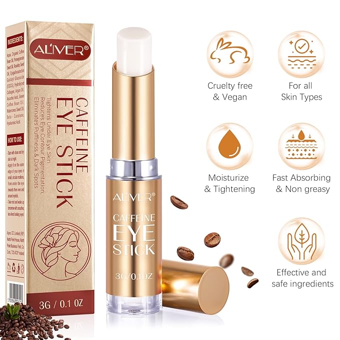 Caffeine Eye Stick, Eye Cream for Dark Circles and Puffiness, Ordinary Collagen Eye Serum Anti Aging,Bags Under Eyes Treatment for Women Men Eye Care(#2-Coffine Eye Stick)-VivaGrace Women