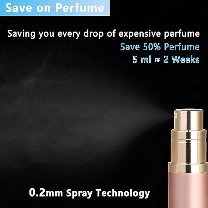 Travel Refillable Perfume Atomizer Bottle 2-Pack 5ml Leakproof Travel Perfume Refillable Bottle (Rose Gold & Rose Gold)-VivaGrace Women