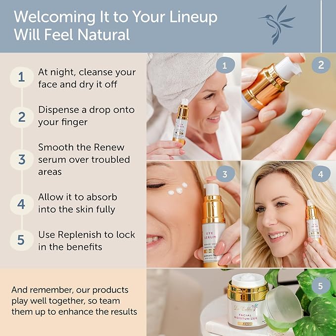 Renew Vegan Under Eye Serum for Dark Circles and Puffiness - Aging Skin Serum for Eye Bags, Fine Lines, Wrinkles, Crows Feet with Borage and Primrose - 0.5 Ounces-VivaGrace Women