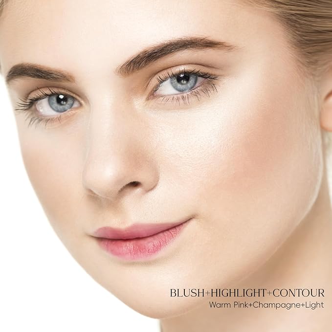 Trio Contour Sticks Set, Highlighter Stick & Bronzer Stick & Blush Stick For Cheek+Lip,Highlight and Contour to Create a Natural Dewy Makeup Look for Light | Set of 45g/1.6fl.oz-VivaGrace Women