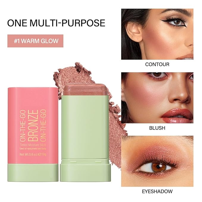 Bronzer Stick 4 Colors Blendable and Buildable Face Bronzer Face Shaping Long Lasting Cream Contour Bronzer Stick (02 Soft Glow)-VivaGrace Women