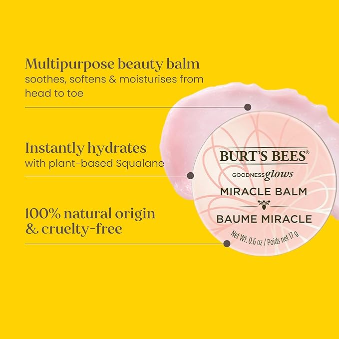 Burt's Bees 100% Natural Origin Goodness Glows Miracle Balm, Hydrates and Softens Dry Skin From Head To Toe, 0.6 Ounce Tin-VivaGrace Women