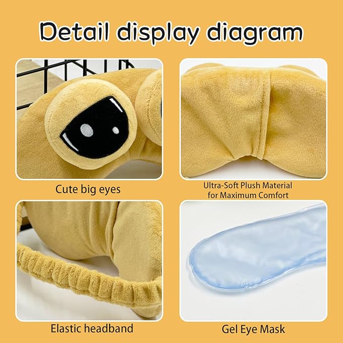 Cooling Eye Mask for Sleeping, Cute Alien Plush Sleep Eye Mask with Adjustable Strap and Built-in ice Pack for Kids & Adults, Cold Under Eye Mask for Travel, Meditation, Relaxation, and Sleep-VivaGrace Women