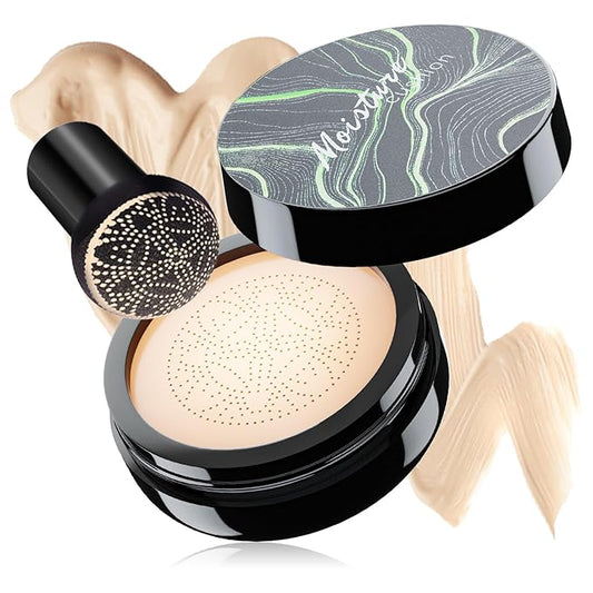 Mushroom Head Air Cushion CC Cream - Oil Control & Moisturizing Concealer Makeup Base, Brighten Long - Lasting Even Color Correcting Concealer Full Coverage for All Skin Types (Ivory)-VivaGrace Women
