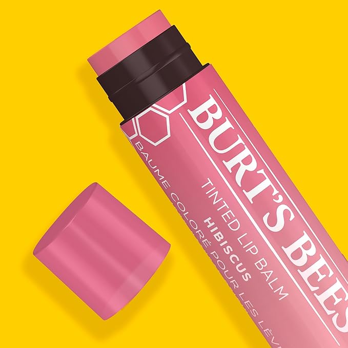 Burt's Bees Lip Tint Balm with Long Lasting 2 in 1 Duo Tinted Balm Formula, Color Infused with Deeply Hydrating Shea Butter for a Natural Looking Buildable Finish, Soft Hibiscus (2-Pack)-VivaGrace Women
