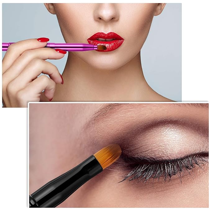 Retractable Dual End Lip Brush Concealer Brush with Cap, Lipstick Eyeshadow Foundation Makeup Brushes Gold, Black, Purple-VivaGrace Women