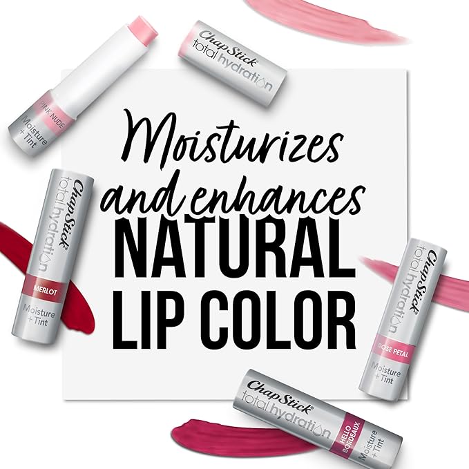 ChapStick Total Hydration Tinted Lip Balm Tubes and Lip Scrub Regimen Pack, Tinted Lip Moisturizer and Exfoliator - 0.12 Oz Lip Balm (4 Count) and 0.27 Oz Lip Scrub-VivaGrace Women