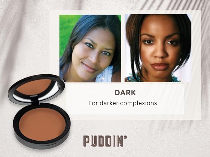 Mineral Dual Powder in Puddin' (Dark) | 4-in-1 Pressed Mineral Foundation with SPF 15 for Flawless Glow & Soft Looking Skin | Oil Free, Talc Free, Gluten Free | 0.45 Oz | by Mommy Makeup-VivaGrace Women