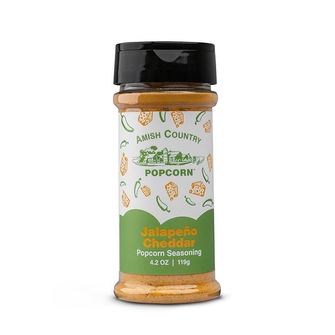 Amish Country Popcorn | 5 Pack Seasoning Bundle | Buffalo, Garlic Parmesan, Jalepeno Cheddar, Dill Pickle, BallPark Buttersalt | Old Fashioned, Non-GMO and Gluten Free