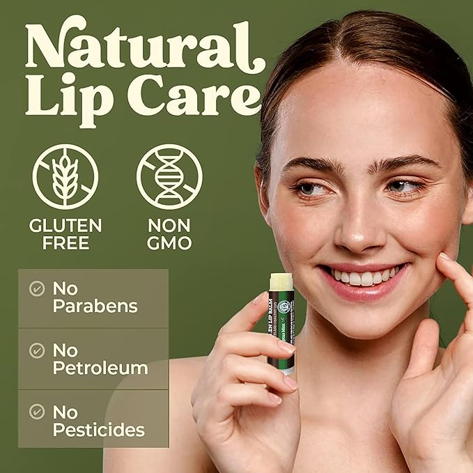 SPF Lip Balm 4-Pack by Earth's Daughter - Lip Sunscreen, SPF 15, Organic Ingredients, Eucalyptus Mint Flavor, Beeswax, Coconut Oil, Vitamin E - Hypoallergenic, Paraben Free, Gluten Free-VivaGrace Women