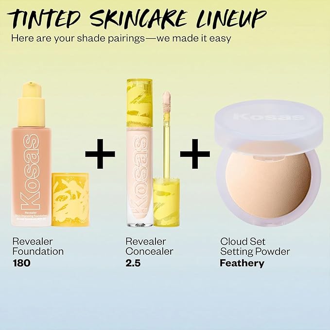 Kosas Revealer Skin-Improving Foundation with SPF 25 Protection - Hydrate, Brighten, Soothe, Plump, Protect Skin - Smoothing Texture, Natural Finish and Clean Formula - Light+ Cool 180-VivaGrace Women