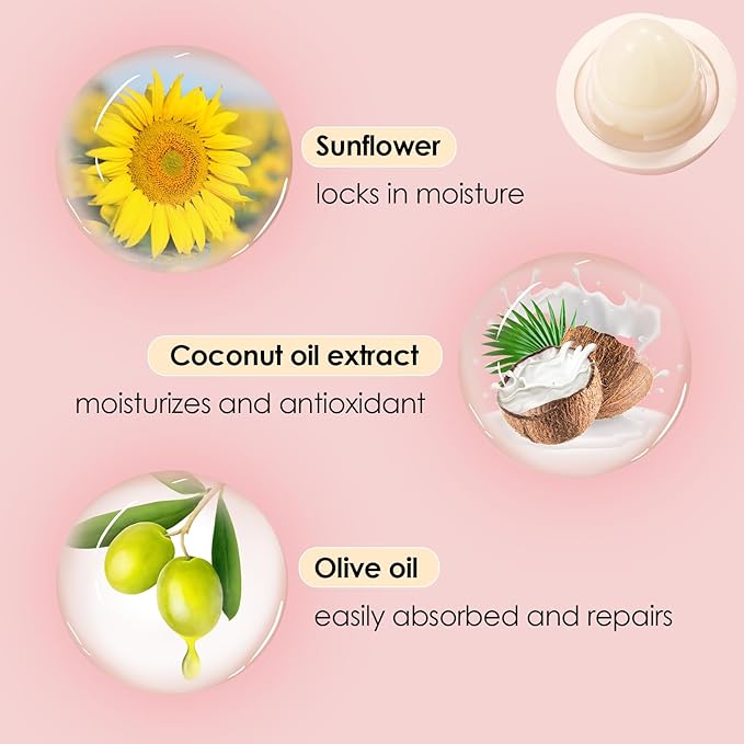 KISSIO Lip Balm,Peach Lip Balm,Lip Care with Sunflower,Olive and Coconut oils,Moisturize and Soothe Dry Chapped Lips,Make Lips Soft,Cruelty Free,0.12 oz(01#Peach)-VivaGrace Women