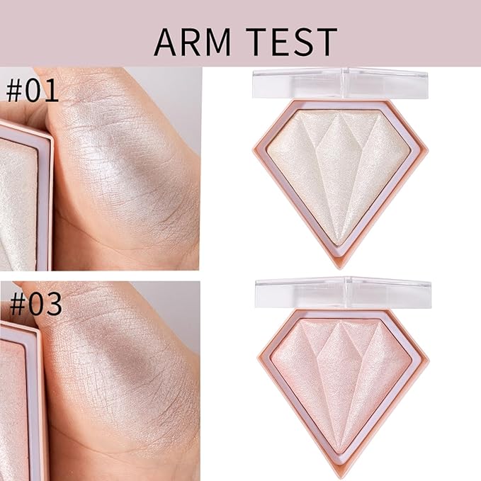 MEICOLY Baked Highlighter Powder Palette,Natural Face Highlighter Shimmer Powder,Long Lasting Glittery Highlighter Makeup Face Luminizer,03 Fairy Pink-VivaGrace Women
