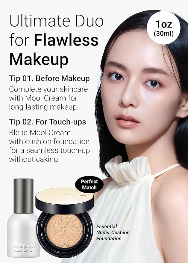 JUNG SAEM MOOL Essential Mool Cream 1 Fl Oz, Lightweight Watery Face Cream with Ceramide and Panthenol for Deep Hydration and Radiant Skin, Skin Barrier Support, Korean Foundation Makeup Prep-VivaGrace Women