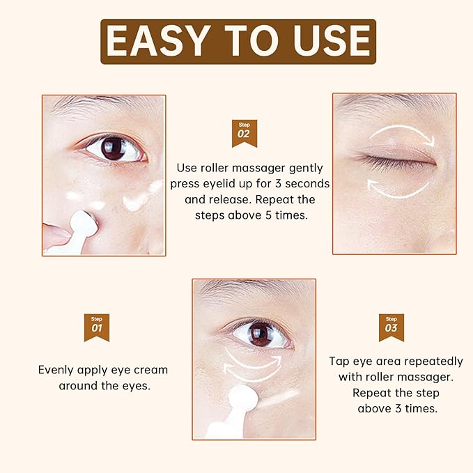 Advanced Snail Peptide Eye Cream for Dark Circles & Puffiness, Snail Mucin Eye Cream with Niacinamide Reduce Wrinkles & Fine Lines, 2 Pcs Under Eye Roller Cream for Moisturizing.-VivaGrace Women