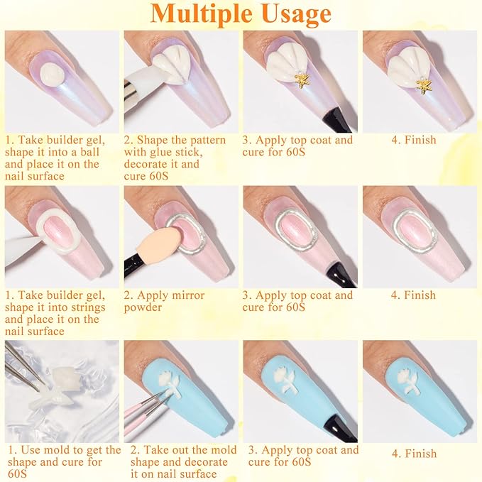 MIZHSE Solid Builder Gel, Milky White Sculpting Gel for Nail, Non-Sticky Hand 3D Nail Art Building Carving Modeling Hard Nail Extension Soak Off Nail Art Salon Manicure Home 15g-VivaGrace Women