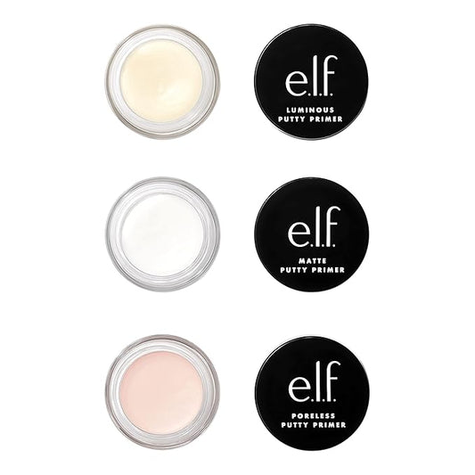 e.l.f. Cosmetics Putty Primer Trio, Includes Poreless Putty, Matte Putty & Luminous Putty, Travel Size, 0.14 Oz (4g) Each, 0.14 ounces, Count 3 ( Pack of 1)-VivaGrace Women