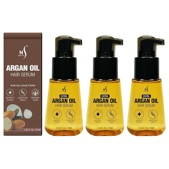 HerStyler Advanced Argan Oil Hair Serum for Women - Anti Frizz Serum for Hair - for Frizzy, Dry and Damaged Hair - Nourishing - 2.36 Fl Oz / 70 Ml (3 Pack)-VivaGrace Women
