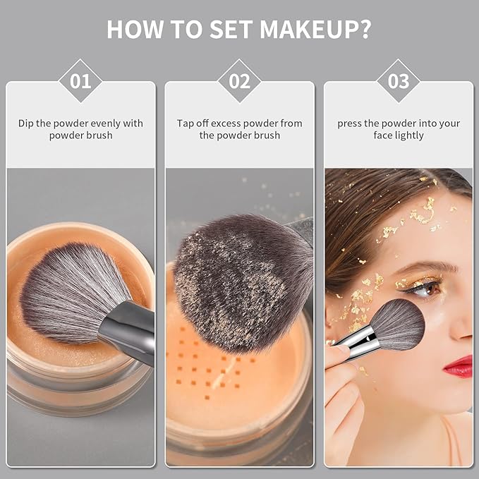 DUcare Powder Brush for Loose Powder - Fluffy Makeup Brushes with Soft Synthetic Bristles for Setting Powder/Blush/Highlighter, Large Face Makeup Brush for Flawless Application-VivaGrace Women