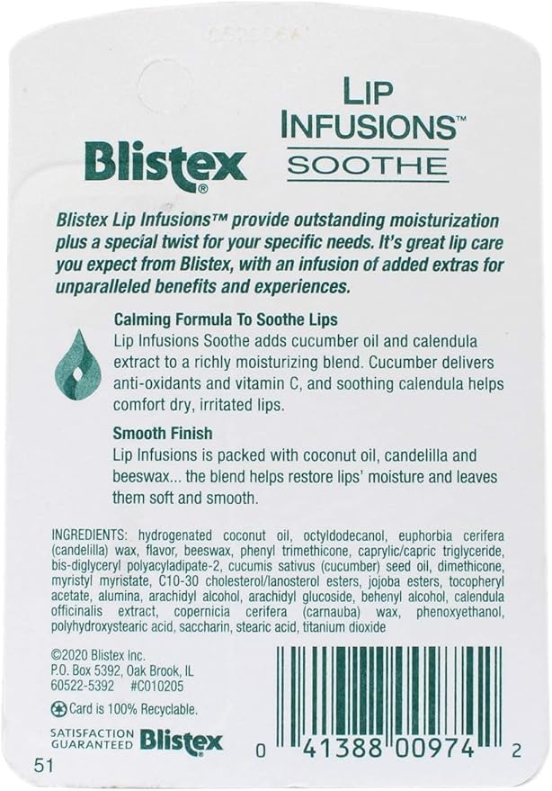 Blistex Lip Infusions Soothe Lip Moisturizer 0.13 Ounce (6 Pack)-VivaGrace Women