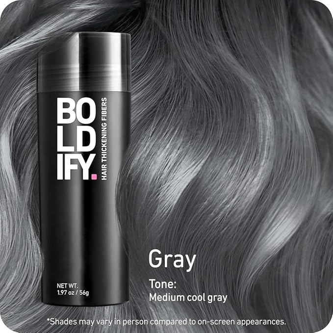 BOLDIFY Hair Fibers (56g) - Fill In Thinning and Fine Hair for an Instantly Fuller, Thicker Look - 14 Shades for Women & Men - Gray-VivaGrace Women