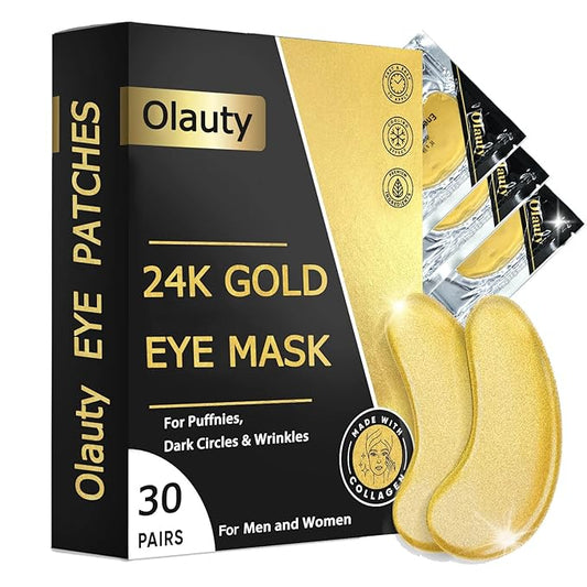 Under Eye Patches (30 Pairs) -24K Gold Eye Masks for Puffy Eyes and Dark Circles Collagen Skin Care Products,Smooth Fine Line, Nourish Skin, Gel Under Eye Patches for Women And Men-VivaGrace Women