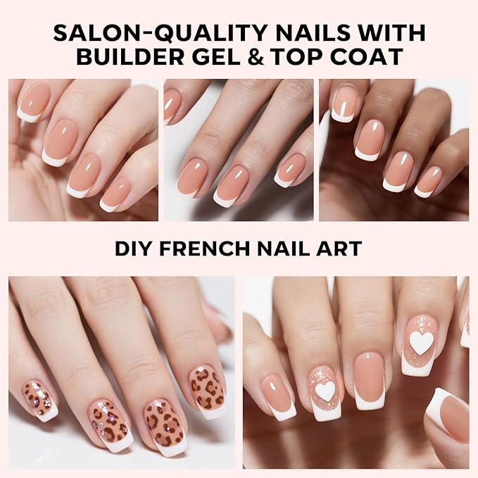 Modelones Gel Nail Kit, Press On Nails Kit with LED Light, 150 PCS Extra Short Pink Square, 15 Sizes French Tip Press on Nails, NailBoxie Pre-Colored Nail Tips for Easy DIY Nail Art-VivaGrace Women