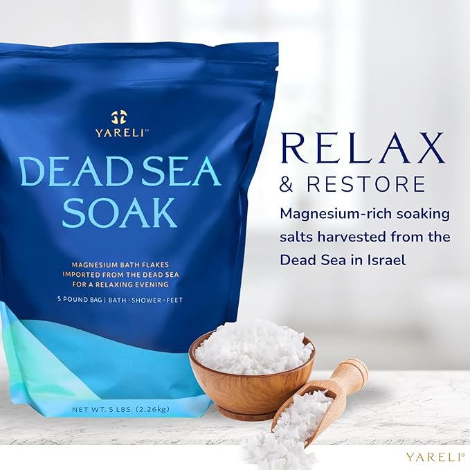 Magnesium Flakes, 5lb, Dead Sea Bath and Foot Soak, Alternative to Epsom Salt with Over 250,000mg of Magnesium Chloride Per Bag-VivaGrace Women