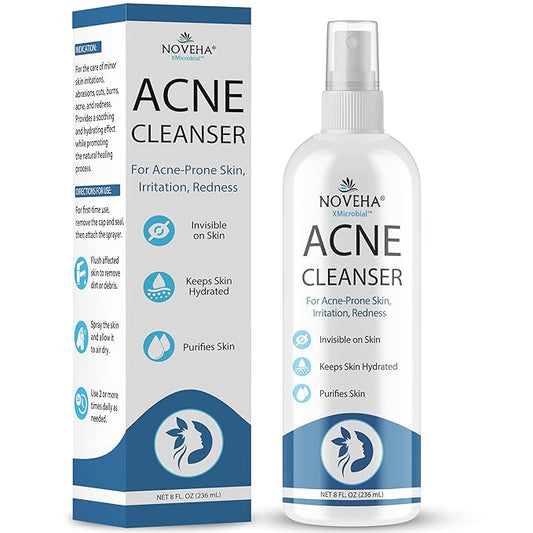 NOVEHA Facial Cleanser For Acne - Hypochlorous Acid Spray - Irritation, Redness & Breakouts Relief - Ideal for Active Teenage & Adult Athletes Post-Workout - Safe for Multiple Daily Uses - 8 oz-VivaGrace Women