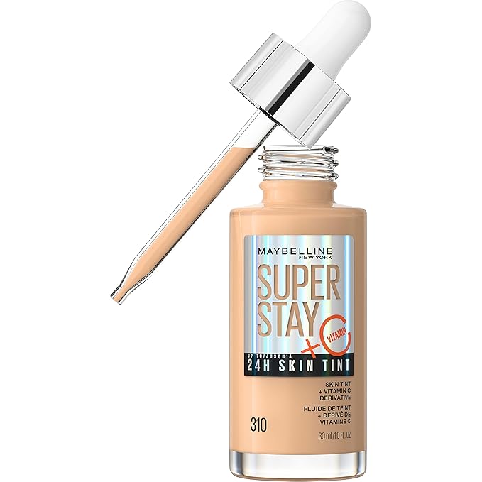 Maybelline Super Stay Up to 24HR Skin Tint, Radiant Light-to-Medium Coverage Foundation, Makeup Infused With Vitamin C, 310, 1 Count-VivaGrace Women
