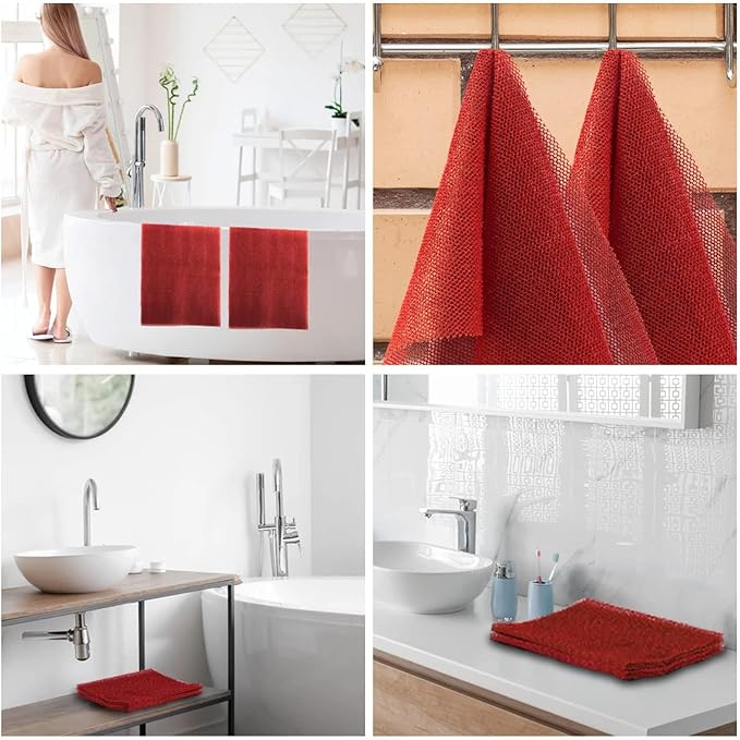 UJFQBH 2 Pieces African Bath Sponge African Net Long Net Bath Sponge Exfoliating Shower Body Scrubber Back Scrubber Skin Smoother,Great for Daily Use (Red)-VivaGrace Women