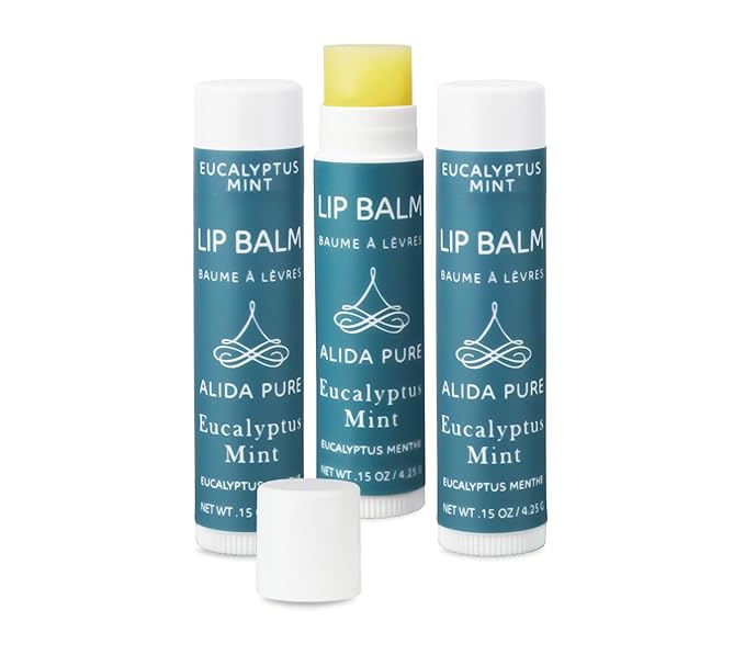 Eucalyptus Mint Lip Balm Collection, Vegan Lip Balm Set, Beeswax Free, with Avocado Oil, Organic Jojoba Oil, and Vitamin E, Natural Moisturizer for Dry, Chapped Lips, 3 Tube Set-VivaGrace Women