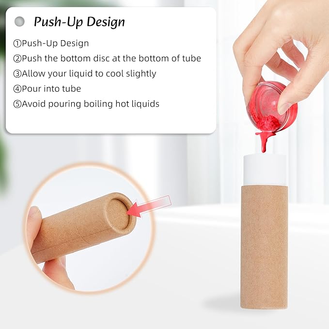 NICENEEDED 10 PCS Paperboard Lip Balm Tubes Set, Refillable Paper Lipstick Tube, Round Cardboard Empty Lip Gloss Container for DIY Lip Gloss Balm and Chapsticks-VivaGrace Women