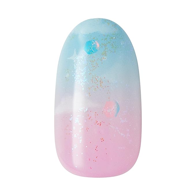WICKED X imPRESS Design Press On Nails , The EASIEST NO GLUE Mani, Super Hold Adhesive, ‘Destined To’, Pink/Sky Blue, Medium Oval, Includes 30 Fake Nails, 1 Prep Pad, 1 Manicure Stick, 1 Mini File