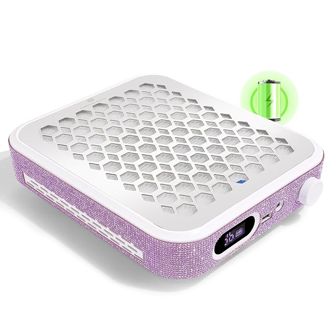 Nail Dust Collector, Rechargeable Dust Collector Nail Tech, Powerful Vacuum Fan Vent Dust Collector Extractor Dust Suction Machine for Acrylic Nails Polishing, Nail Salon&Home,Purple-VivaGrace Women