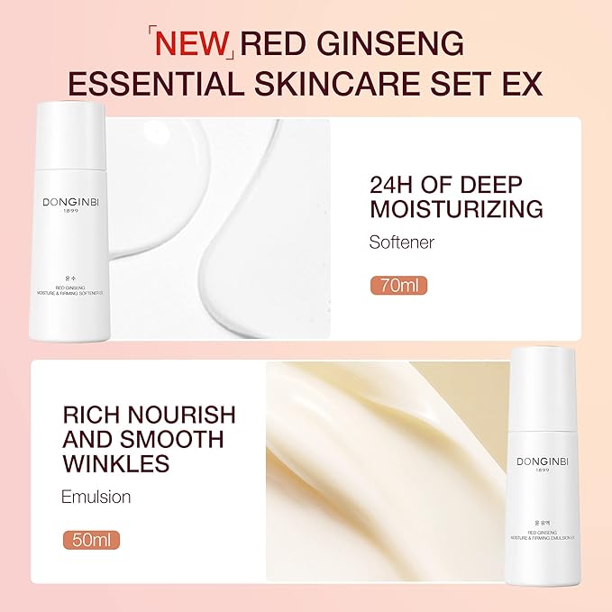[Upgraded] DONGINBI Korean Red Ginseng Essential Care Set EX, Anti Aging Skin Care Routine Kit - Skin Moisturizing For All Skin Type-VivaGrace Women