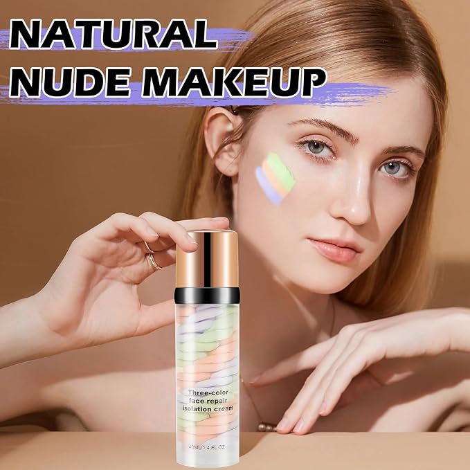 3 In 1 Color Corrector Makeup Primer Color Correcting Primer Cream Tinted Moisturizer Brightening Primer Facial Serum Isolation Cream Neutralizes Skin Tone for Face Before Makeup Base Cream-VivaGrace Women