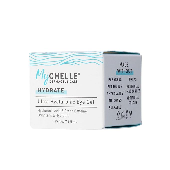 MyChelle Dermaceuticals Ultra Hyaluronic Eye Gel (0.45 Fl Oz) - Rich Hydration for Dry Skin with Vegan Hyaluronic Acid, Help Plump Skin and Help Reduce Appearance of Fine Lines and Wrinkles-VivaGrace Women