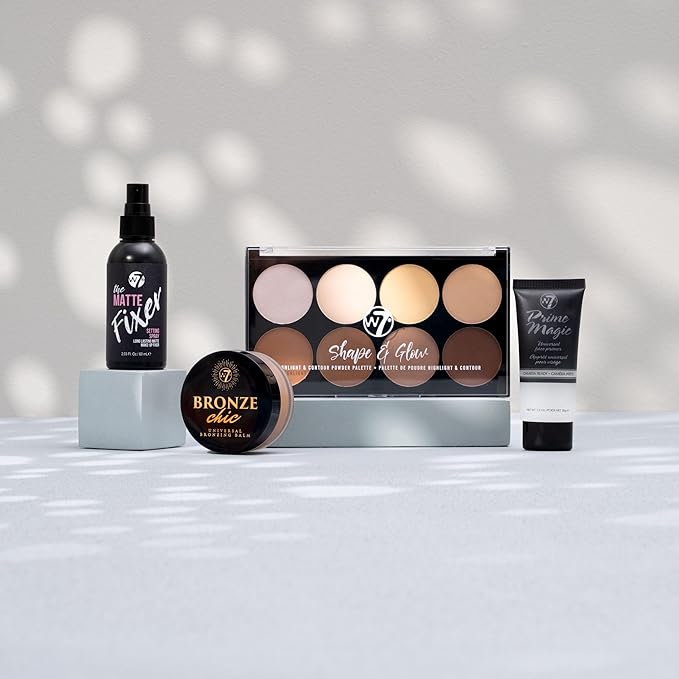 W7 Shape & Glow Makeup Set - Matte Finish - 4 Piece Set - Bronze, Contour & Secure-VivaGrace Women