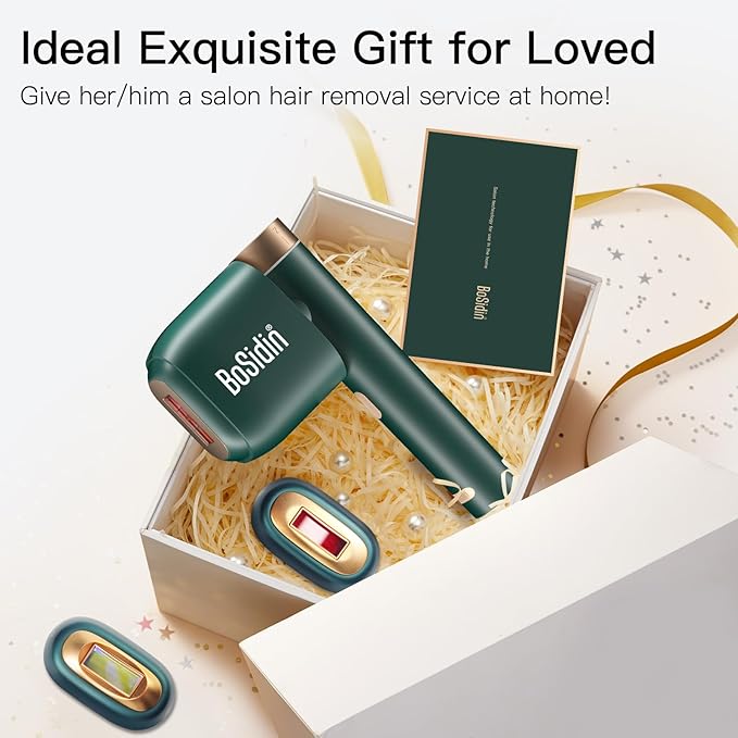 Laser Hair Removal, BoSidin IPL Hair Removal with Painless Ice-Cooling, 2-in-1 Face SR Rejuvenation, 6+1 Modes, 6 Levels Hair Removal for Women Permanent, Laser Hair Removal Kit with Shaver, Goggles-VivaGrace Women