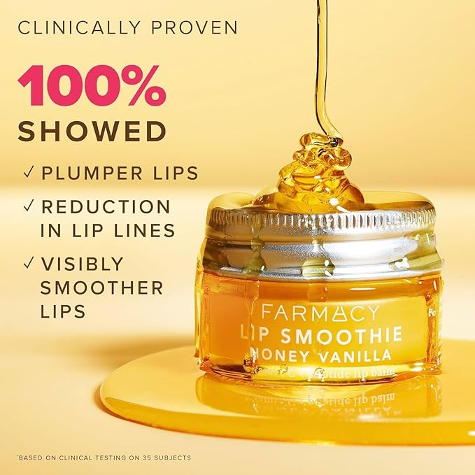 Farmacy Peptide Lip Balm - Lip Smoothie Hydrating Lip Balm with Vitamin C to Visibly Plump + Smooth Lip Lines - Nourishing Lip Treatment with a High-Gloss Finish - Honey Vanilla (10g)-VivaGrace Women