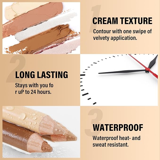 2 in 1 Cream Bronzer and Highlighter Stick,Cream Dual-Ended Highlight Contour Stick,Long Lasting & Waterproof Face Brighten Make up Pen-VivaGrace Women