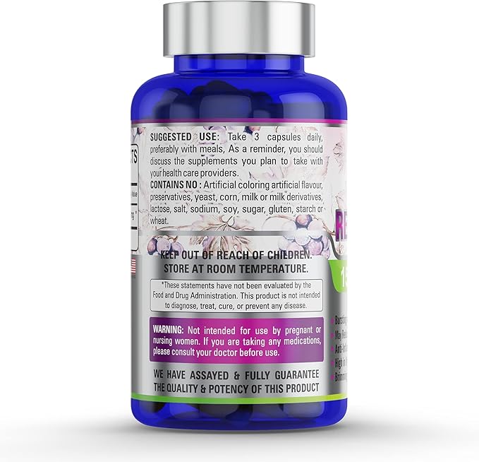 100% Pure Resveratrol Extract for Anti-Aging & Heart Health - 1500mg Maximum Strength (1)-VivaGrace Women