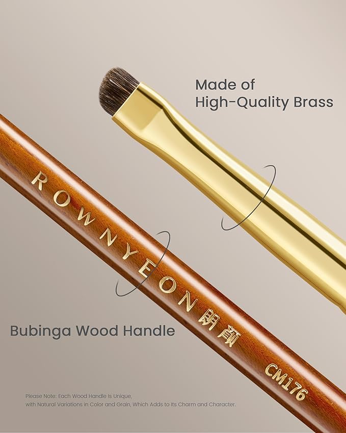 Desert Oak Series Soft-Angle Eyeshadow Brush - Curved Edge Pony Hair for Crease & Lash Lines, Bubinga Handle (CM 176)-VivaGrace Women