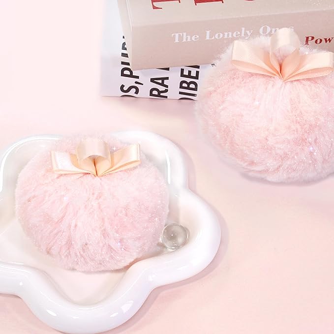 Highlighter Makeup Powder Plush Peach Ball Puff Glitter Shimmer Sparkle Loose Patting Powder for Body Face Hair Multi-Use High Gloss Shine Bright Illuminator Makeup Glossy Diamond Glow-VivaGrace Women