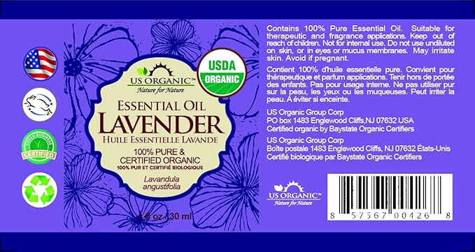 US Organic 100% Pure Lavender Essential Oil, Directly sourced from Bulgaria, USDA Certified Organic, Undiluted, for Diffuser, Humidifier, Massage, Skin, Hair Care, Non GMO, 30 ml 2 Pack-VivaGrace Women