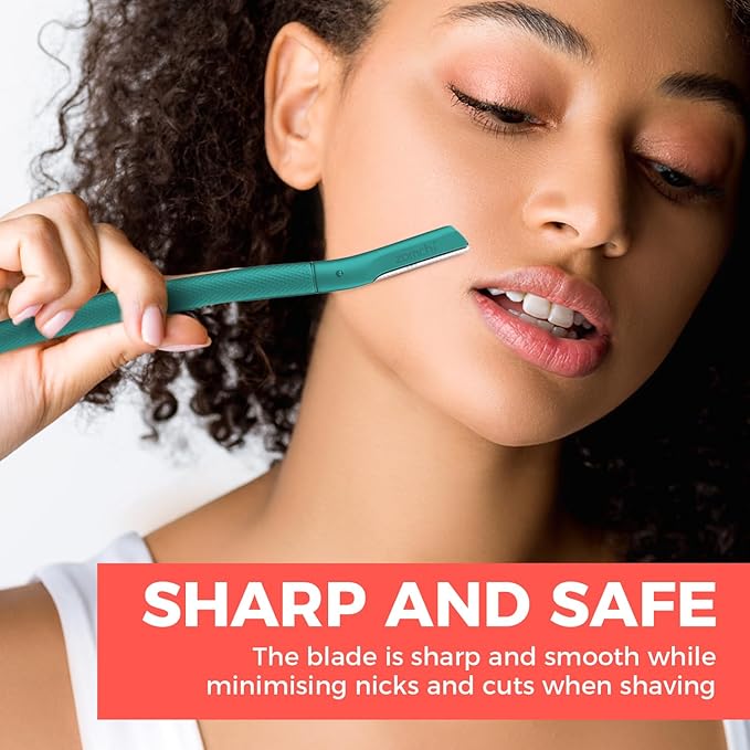 ZOMCHI Eyebrow Razor, Face Razors for Women&Men, Eyebrow Trimmer Shaper with Precision Cover, Facial Shaver with 6 Blades (Green)-VivaGrace Women